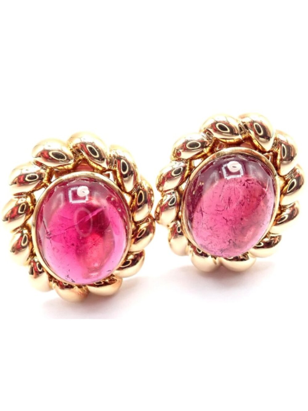 Authentic! Vintage Tiffany & Co 18k Yellow Gold Large Pink Tourmaline Earrings